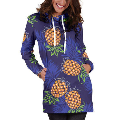Pineapple Pattern Print Design PP02 Women Hoodie Dress