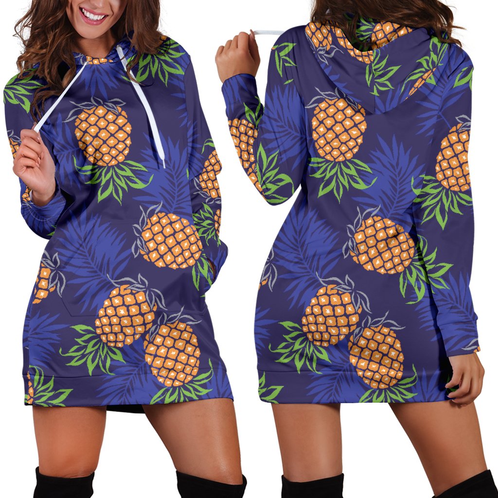 Pineapple Pattern Print Design PP02 Women Hoodie Dress
