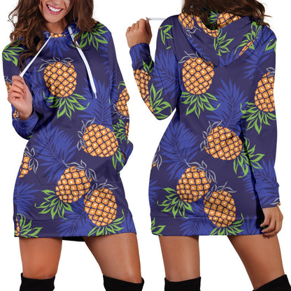 Pineapple Pattern Print Design PP02 Women Hoodie Dress