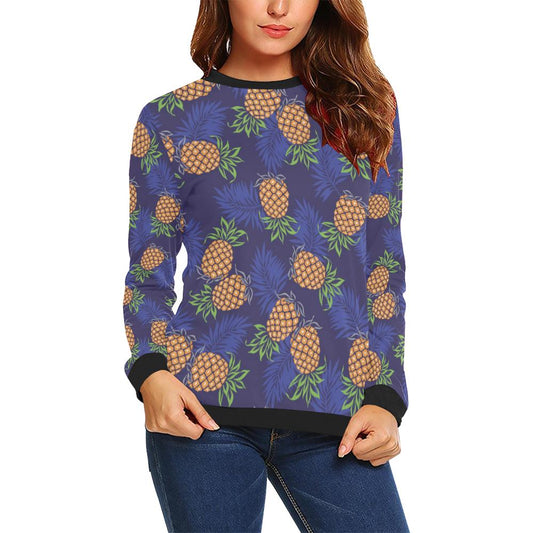 Pineapple Pattern Print Design PP02 Women Long Sleeve Sweatshirt-JorJune