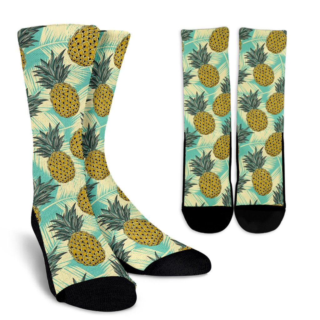 Pineapple Pattern Print Design PP03 Crew Socks-JORJUNE.COM