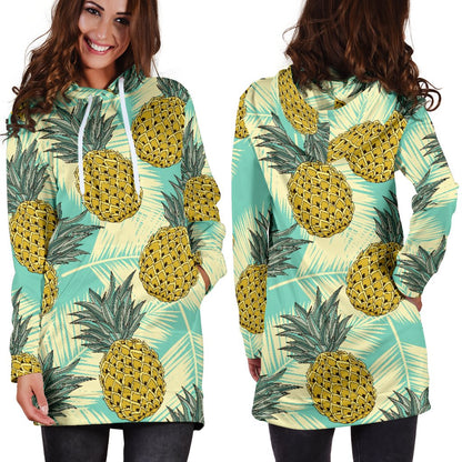 Pineapple Pattern Print Design PP03 Women Hoodie Dress