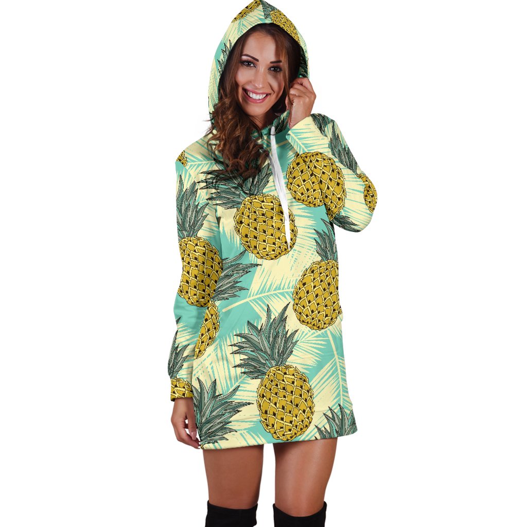 Pineapple Pattern Print Design PP03 Women Hoodie Dress