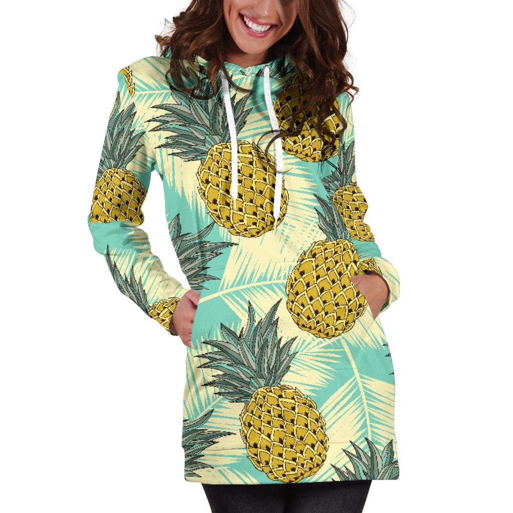 Pineapple Pattern Print Design PP03 Women Hoodie Dress