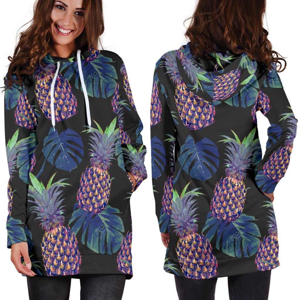 Pineapple Pattern Print Design PP04 Women Hoodie Dress