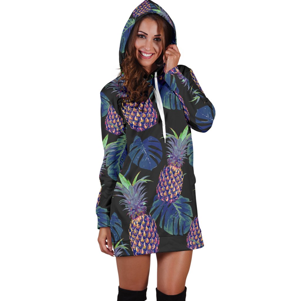 Pineapple Pattern Print Design PP04 Women Hoodie Dress