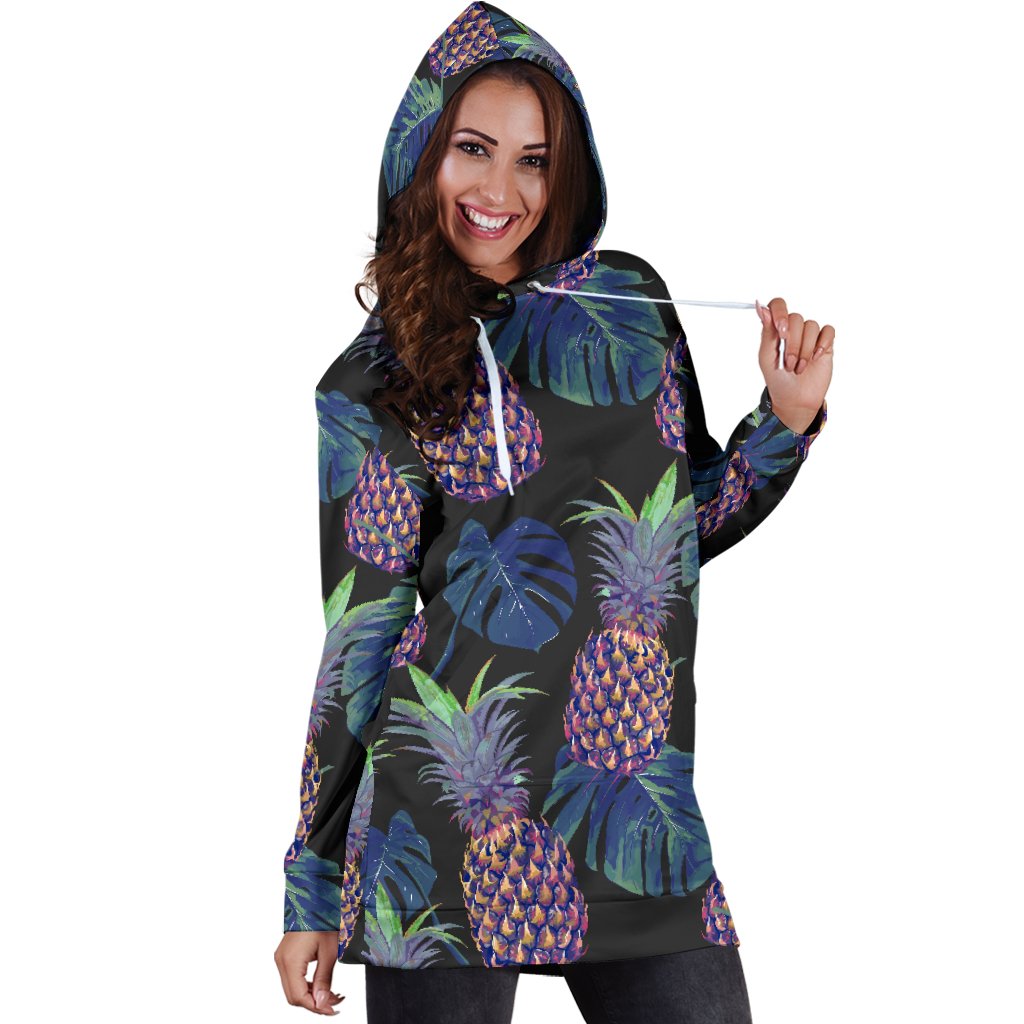 Pineapple Pattern Print Design PP04 Women Hoodie Dress
