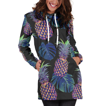 Pineapple Pattern Print Design PP04 Women Hoodie Dress