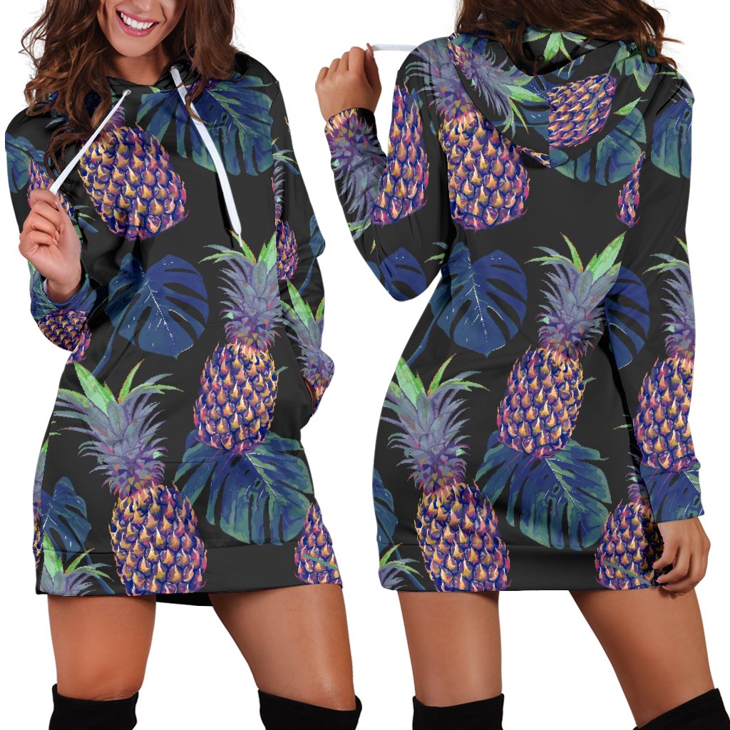 Pineapple Pattern Print Design PP04 Women Hoodie Dress