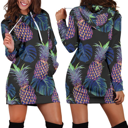 Pineapple Pattern Print Design PP04 Women Hoodie Dress