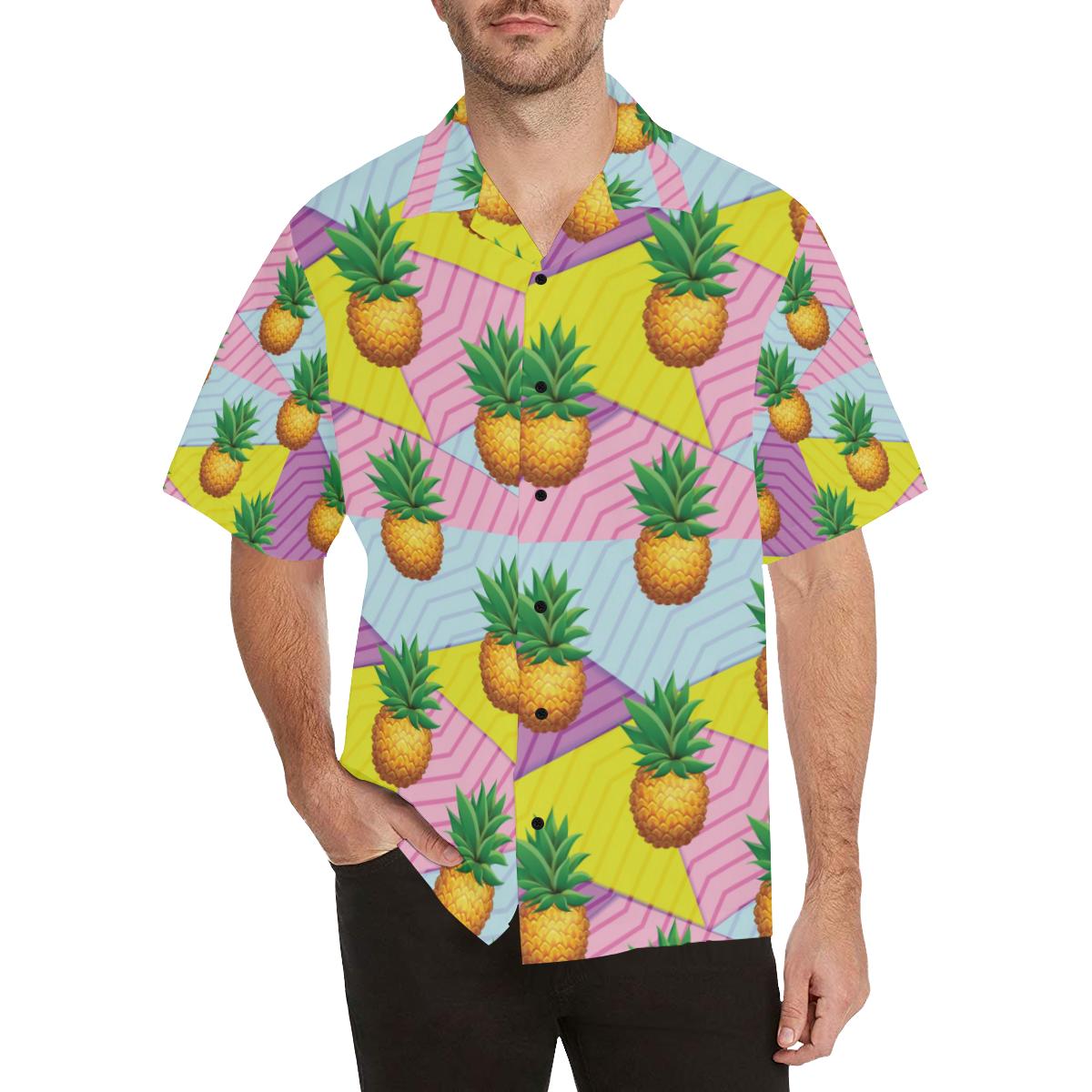 Pineapple Pattern Print Design PP05 Men Hawaiian Shirt-JorJune