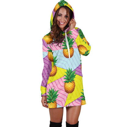 Pineapple Pattern Print Design PP05 Women Hoodie Dress