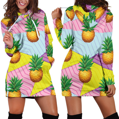 Pineapple Pattern Print Design PP05 Women Hoodie Dress