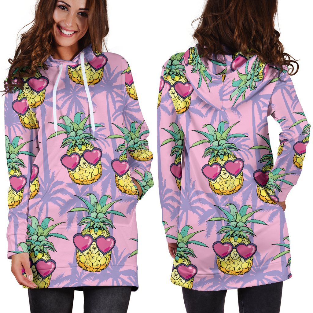 Pineapple Pattern Print Design PP06 Women Hoodie Dress