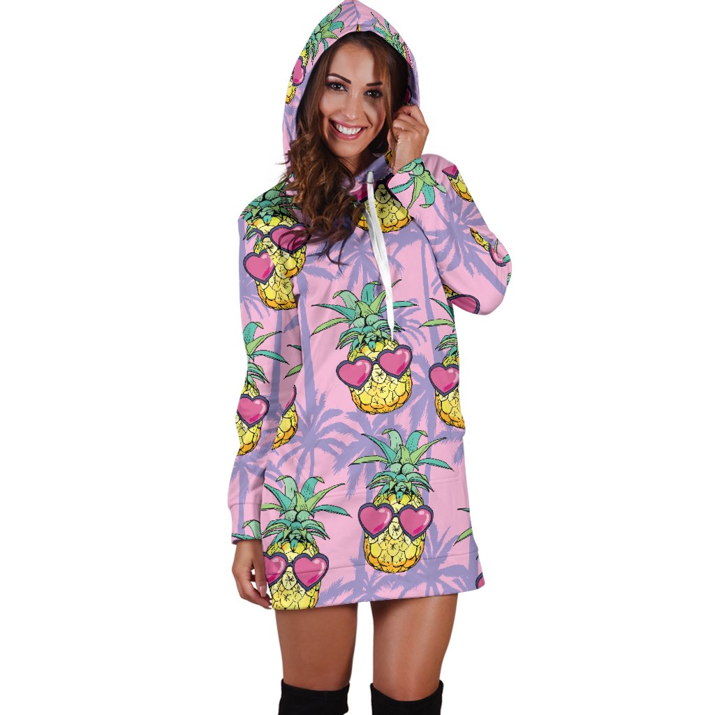 Pineapple Pattern Print Design PP06 Women Hoodie Dress