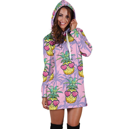 Pineapple Pattern Print Design PP06 Women Hoodie Dress