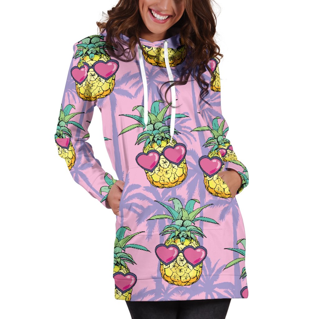Pineapple Pattern Print Design PP06 Women Hoodie Dress