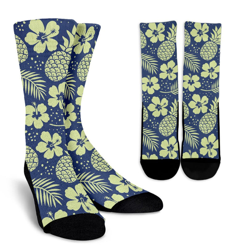 Pineapple Pattern Print Design PP07 Crew Socks-JORJUNE.COM