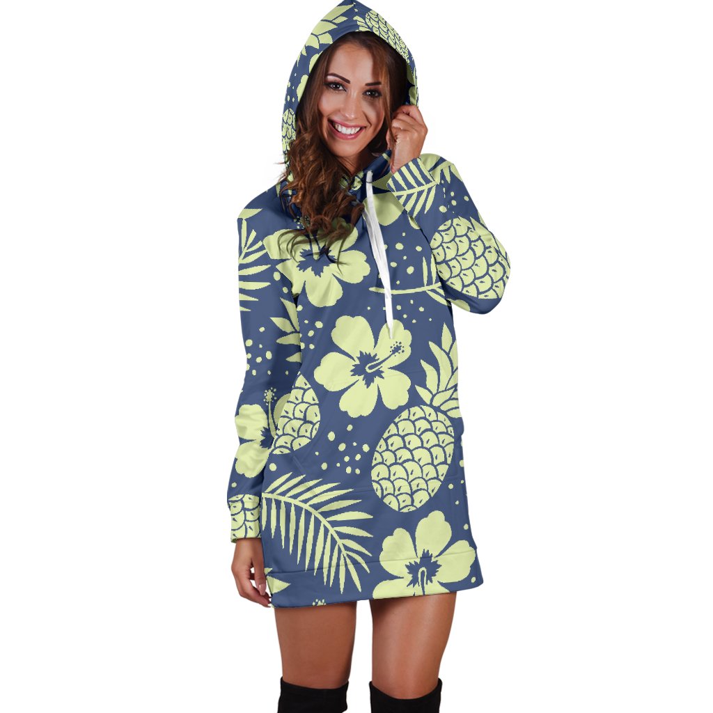 Pineapple Pattern Print Design PP07 Women Hoodie Dress