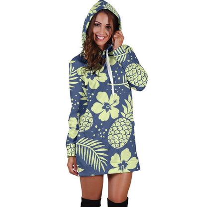 Pineapple Pattern Print Design PP07 Women Hoodie Dress