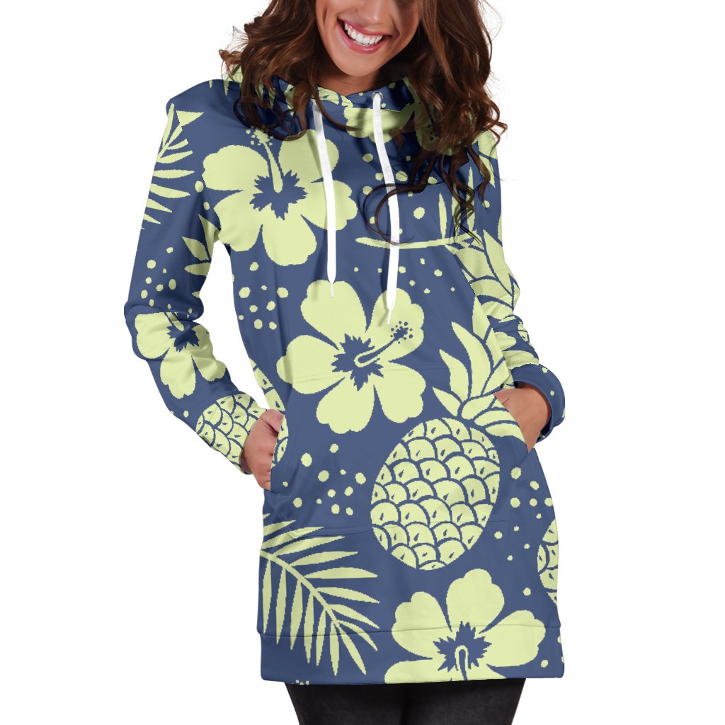 Pineapple Pattern Print Design PP07 Women Hoodie Dress