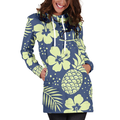 Pineapple Pattern Print Design PP07 Women Hoodie Dress