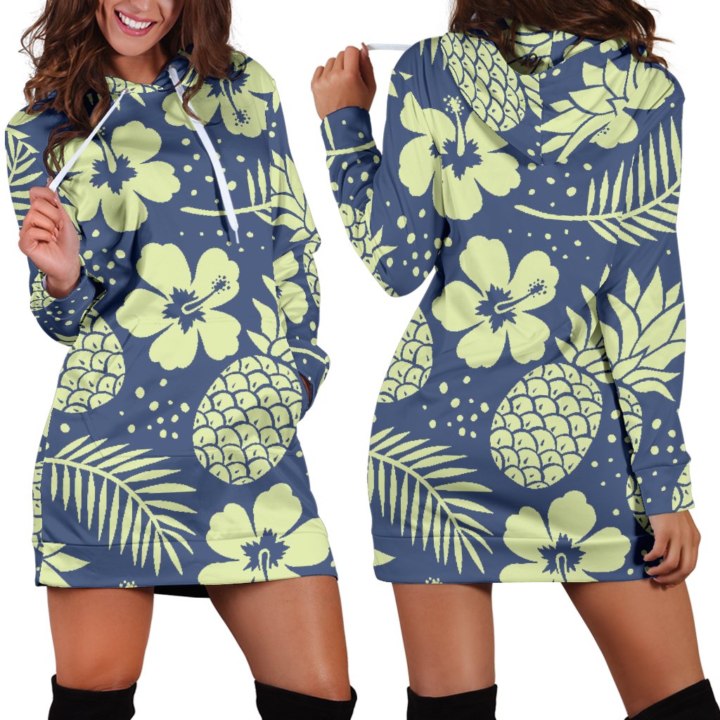 Pineapple Pattern Print Design PP07 Women Hoodie Dress