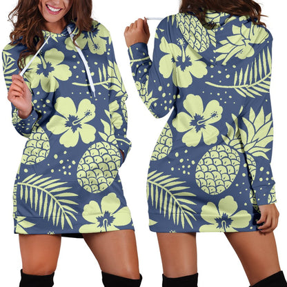 Pineapple Pattern Print Design PP07 Women Hoodie Dress