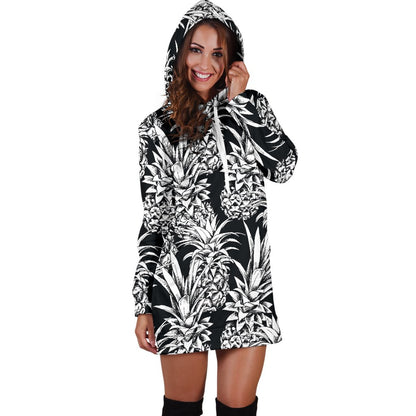 Pineapple Pattern Print Design PP08 Women Hoodie Dress