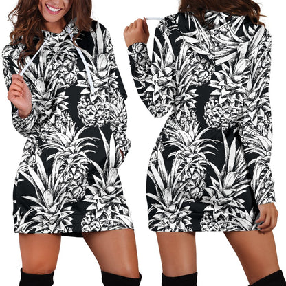 Pineapple Pattern Print Design PP08 Women Hoodie Dress