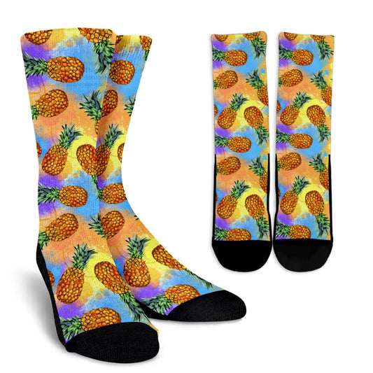 Pineapple Pattern Print Design PP09 Crew Socks-JORJUNE.COM