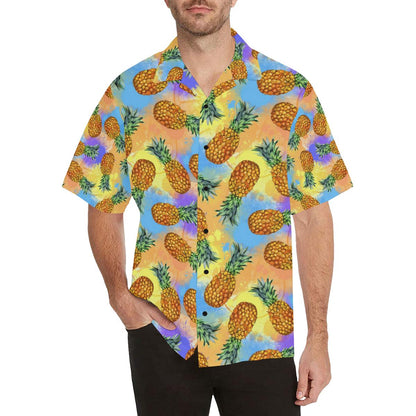 Pineapple Pattern Print Design PP09 Men Hawaiian Shirt-JorJune