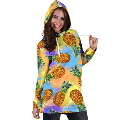 Pineapple Pattern Print Design PP09 Women Hoodie Dress