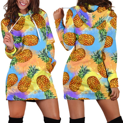 Pineapple Pattern Print Design PP09 Women Hoodie Dress