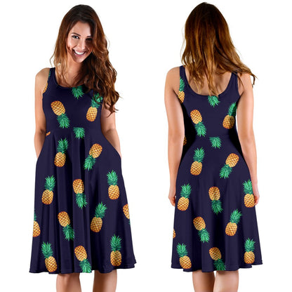 Pineapple Pattern Sleeveless Mini Dress