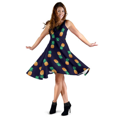 Pineapple Pattern Sleeveless Mini Dress