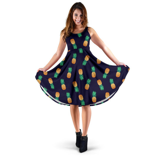 Pineapple Pattern Sleeveless Mini Dress