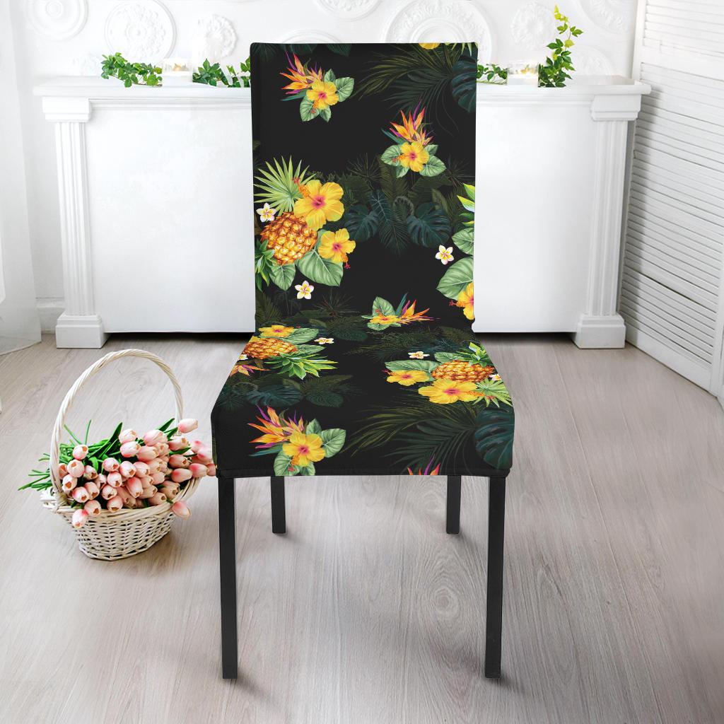 Pineapple Tropical Flower Print Pattern Dining Chair Slipcover-JORJUNE.COM