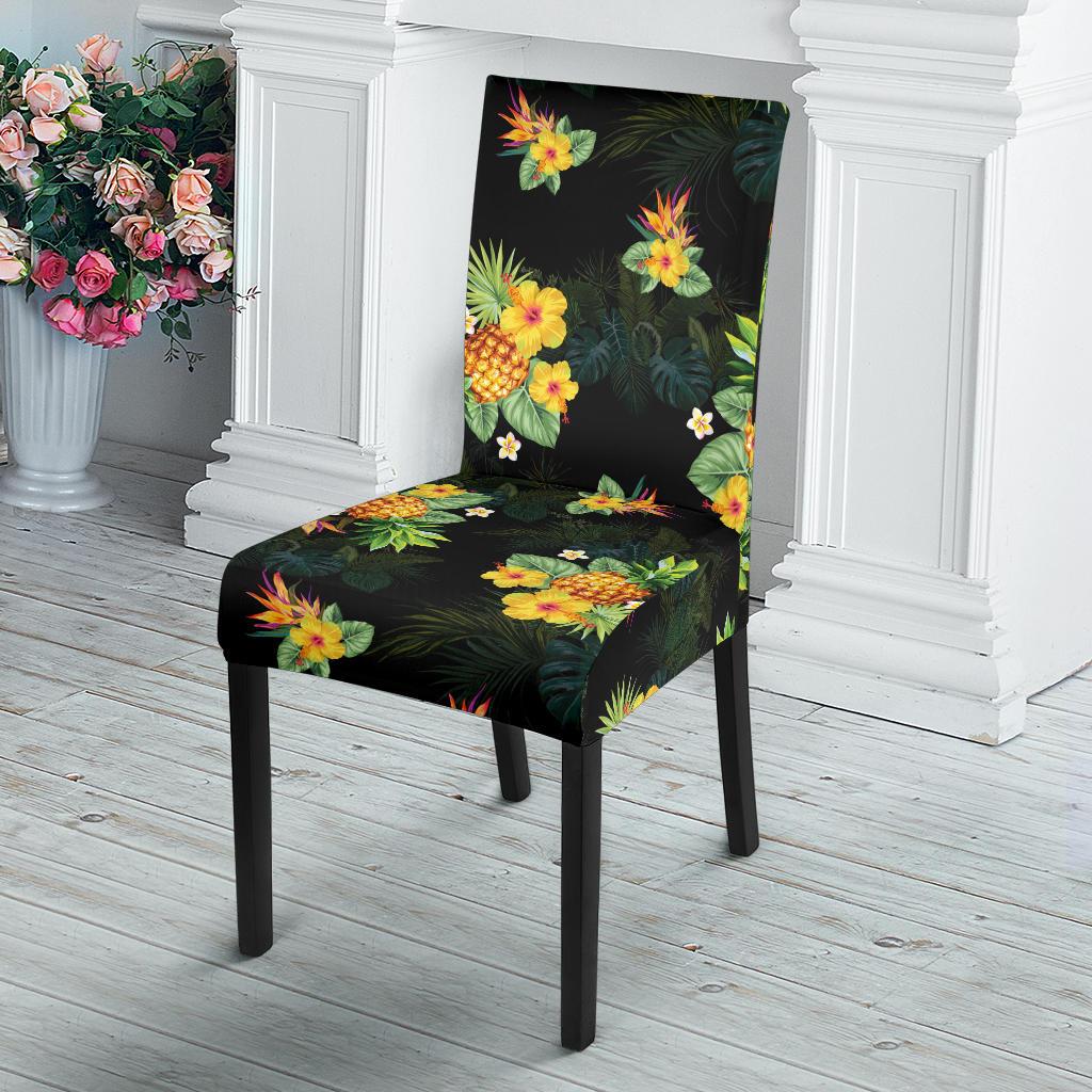 Pineapple Tropical Flower Print Pattern Dining Chair Slipcover-JORJUNE.COM