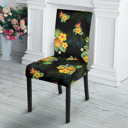 Pineapple Tropical Flower Print Pattern Dining Chair Slipcover-JORJUNE.COM
