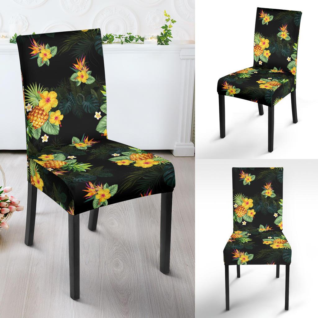 Pineapple Tropical Flower Print Pattern Dining Chair Slipcover-JORJUNE.COM