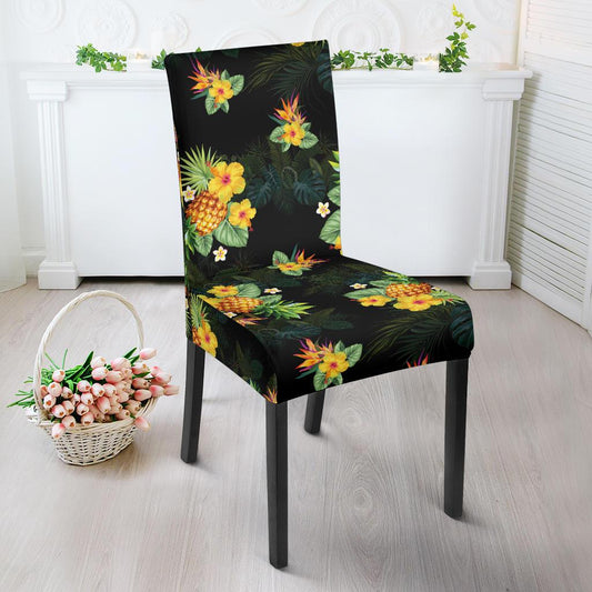 Pineapple Tropical Flower Print Pattern Dining Chair Slipcover-JORJUNE.COM