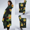 Pineapple Tropical Flower Print Pattern Hooded Blanket-JORJUNE.COM