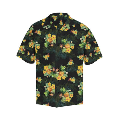 Pineapple Tropical Flower Print Pattern Men Hawaiian Shirt-JorJune