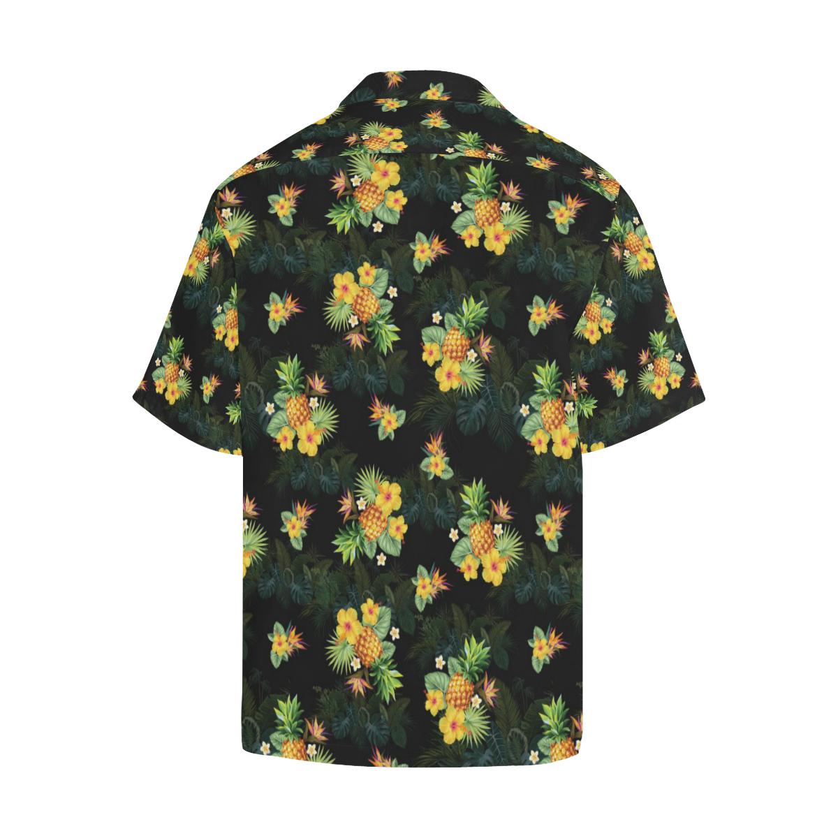 Pineapple Tropical Flower Print Pattern Men Hawaiian Shirt-JorJune