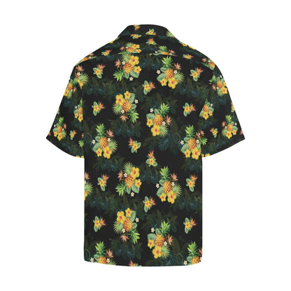 Pineapple Tropical Flower Print Pattern Men Hawaiian Shirt-JorJune