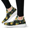 Pineapple Tropical Flower Print Pattern Mesh Knit Sneakers Shoes