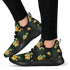 Pineapple Tropical Flower Print Pattern Mesh Knit Sneakers Shoes