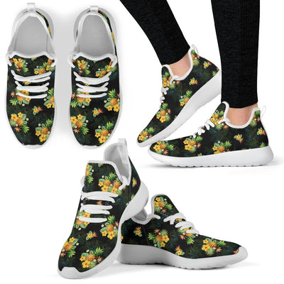 Pineapple Tropical Flower Print Pattern Mesh Knit Sneakers Shoes