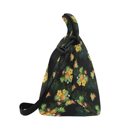 Pineapple Tropical Flower Print Pattern Neoprene Lunch Bag-JorJune